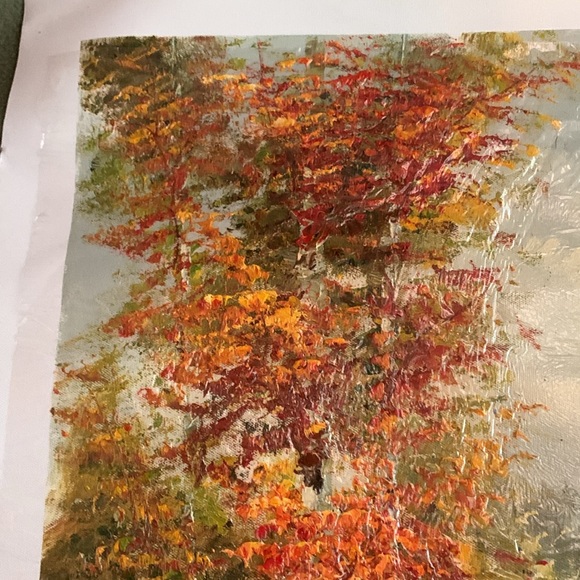 Fall landscape oil painting.  Approx 20” x 23 3/4. Canvas approx 23 1/2” x 27 - Picture 2 of 5